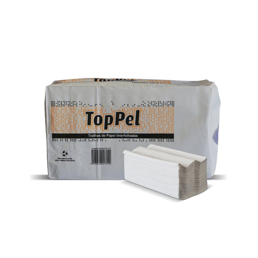 Papel Interfolha 100% celulose 20x21cm 2 dobras folha simples Toppel - e - dona