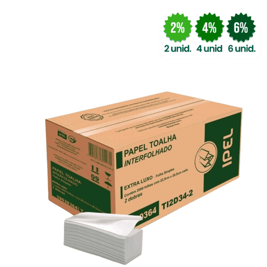 Papel Interfolha 100% celulose 22,5x20,5cm 2 dobras folha simples Ipel Indaial com 2.000 folhas - e - dona