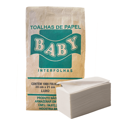 Papel Interfolha Luxo 20x21cm Dobras Duplas Folha Simples Baby - 1.000 Folhas - e - dona