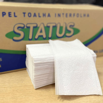 Papel Interfolha Status 100% Celulose 21x21cm com 4.800 Folhas Simples e 2 Dobras Mais Higiene e Economia em Dispensers de Banheiro - e - dona