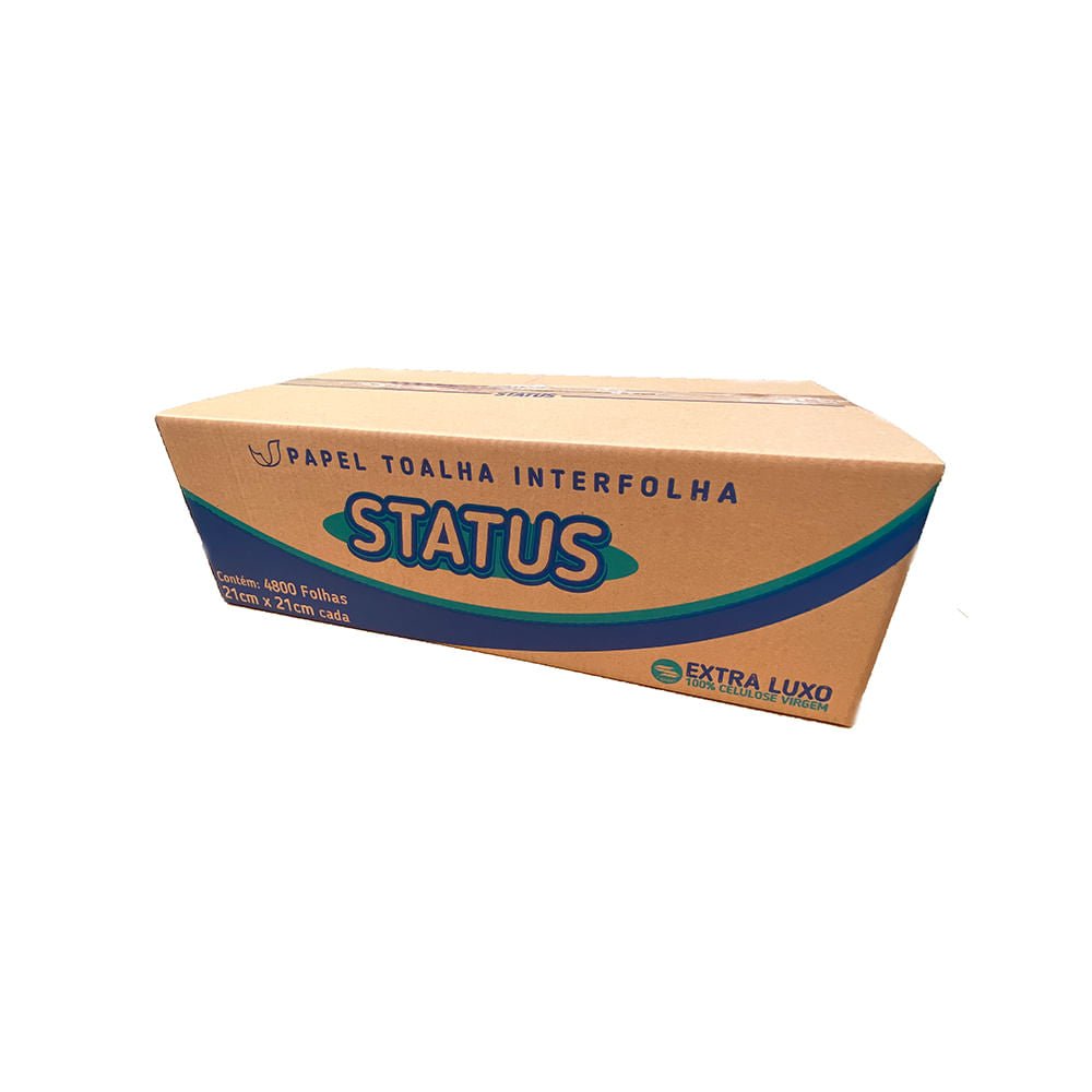 Papel Interfolha Status 100% Celulose 21x21cm com 4.800 Folhas Simples e 2 Dobras Mais Higiene e Economia em Dispensers de Banheiro - e - dona