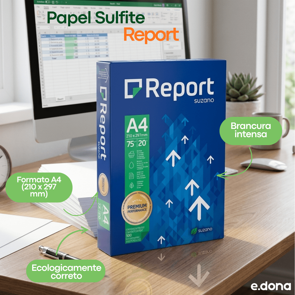Papel Sulfite 75g Report A4 com 500 folhas - e - dona