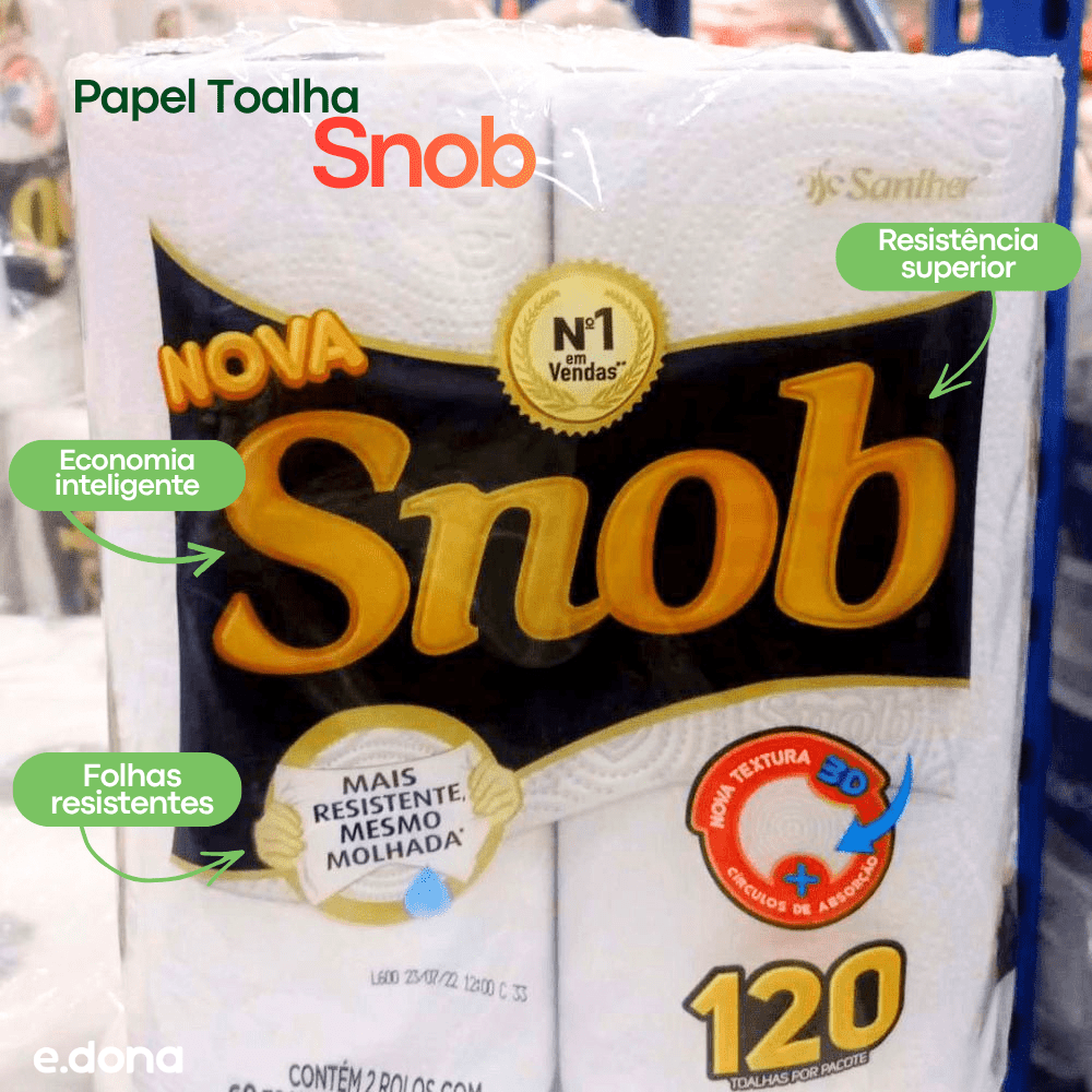 Papel Toalha Snob para Cozinha com 2 Rolos - e - dona