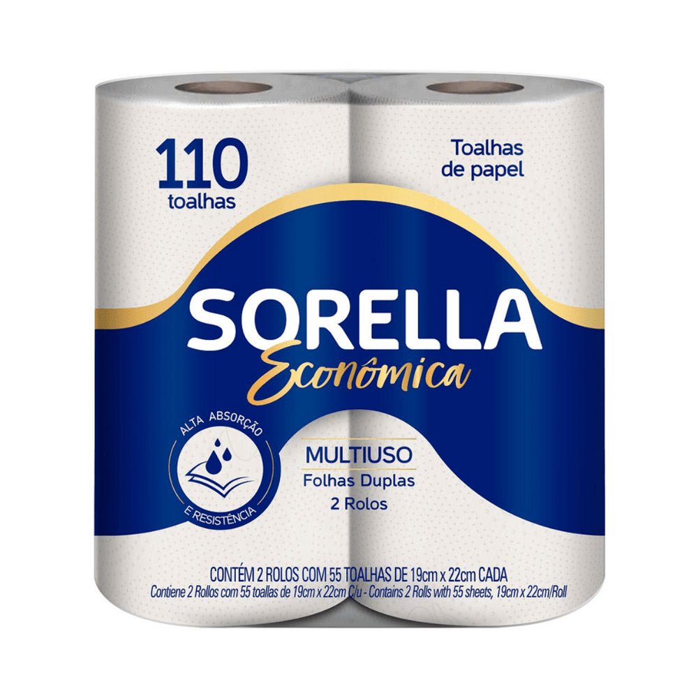 Papel Toalha Sorella Econômica para cozinha com 2 rolos - e - dona