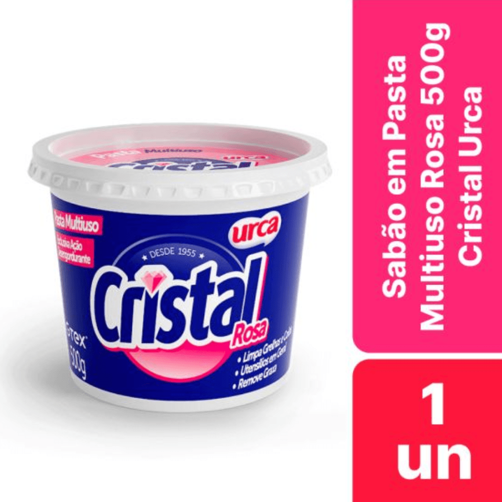 Pasta Multiuso Cristal Rosa Limpeza Geral 500g - e - dona