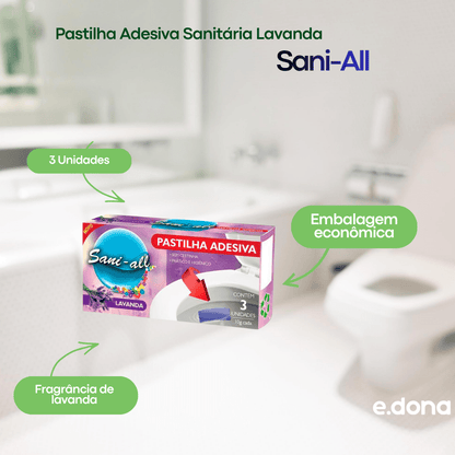 Pastilha Adesiva Sanitária Lavanda Sani - All - 3 Unidades - e - dona