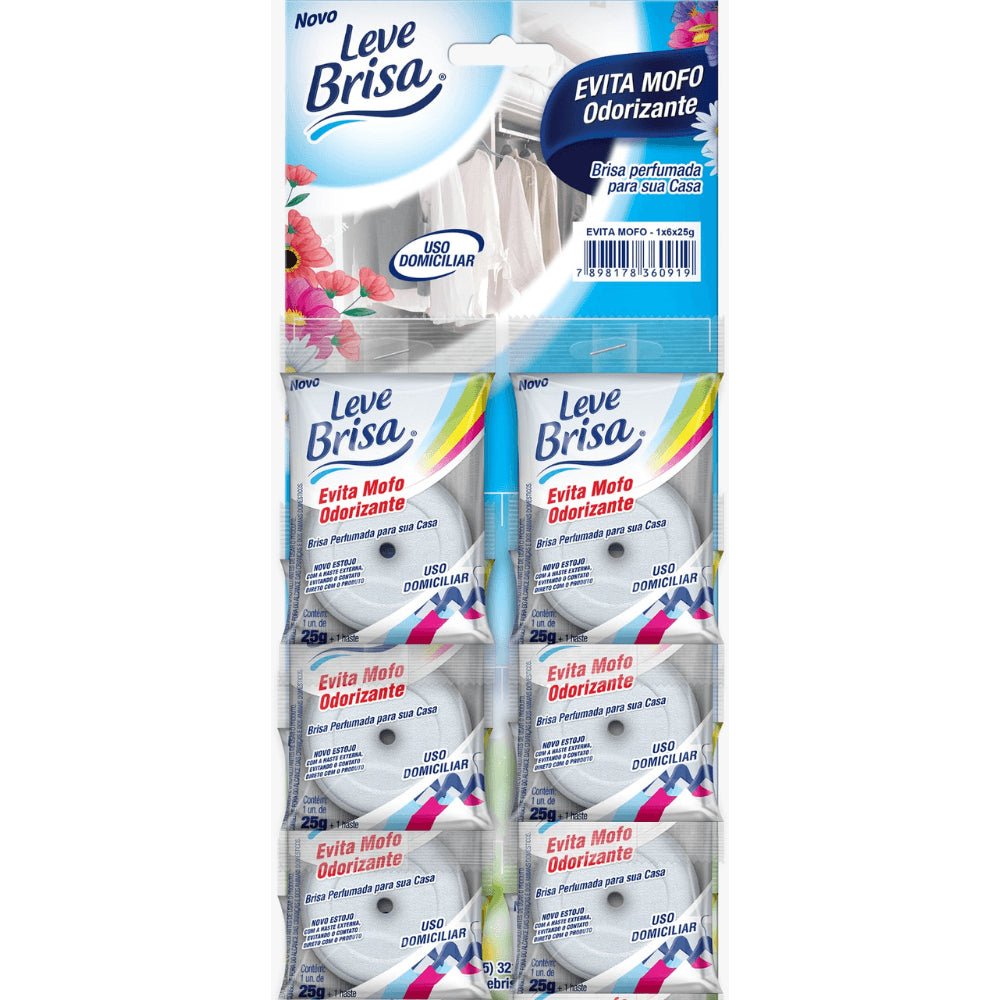 Pedra Evita Mofo Leve Brisa 25g com 6 unidades - Proteção Duradoura Para Armários e Gavetas - e - dona