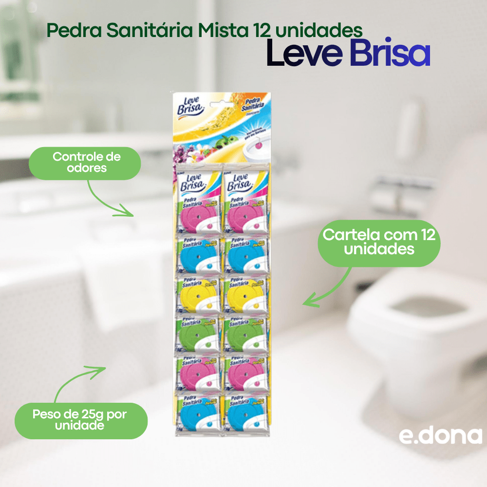 Pedra Sanitária Mista 25g Leve Brisa Cartela com 12 unidades - e - dona
