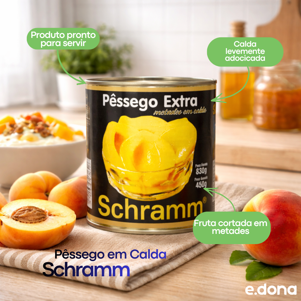 Pêssego em Calda 830g Schramm - e - dona