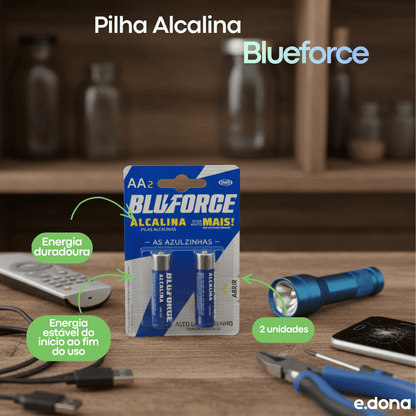 Pilha Alcalina Blueforce AA com 2 Unidades - e - dona