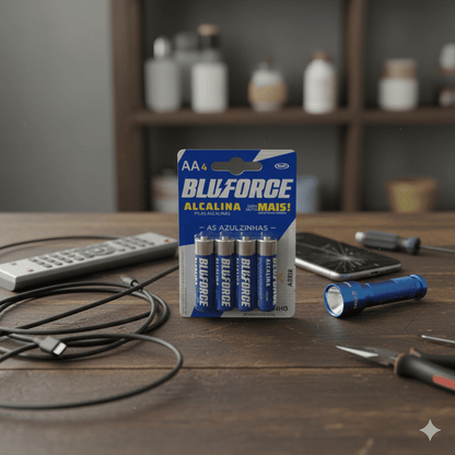 Pilha Alcalina Blueforce AA com 4 Unidades - e - dona