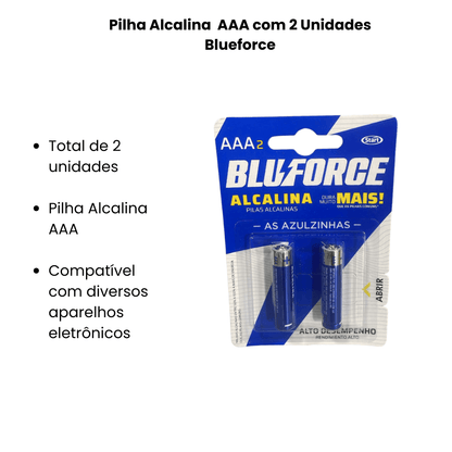 Pilha Alcalina Blueforce AAA com 2 Unidades - e - dona
