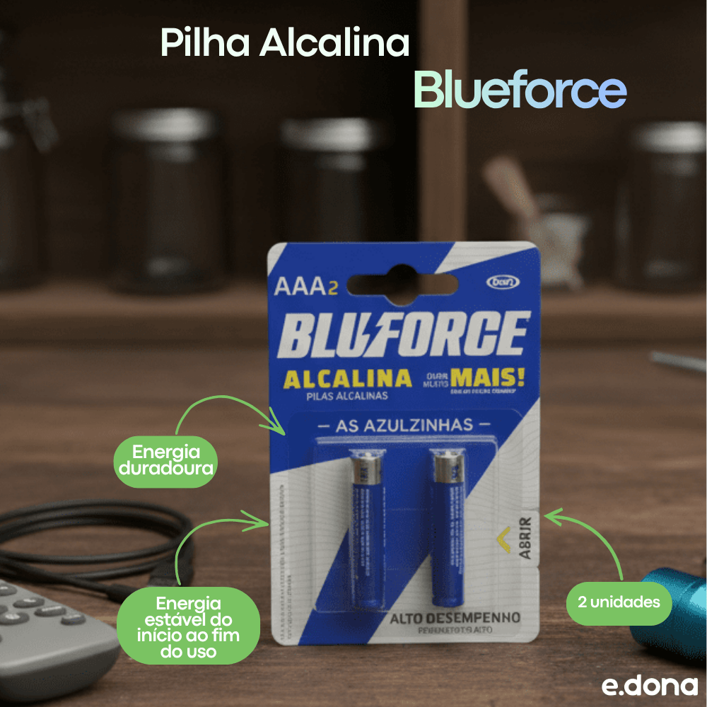 Pilha Alcalina Blueforce AAA com 2 Unidades - e - dona