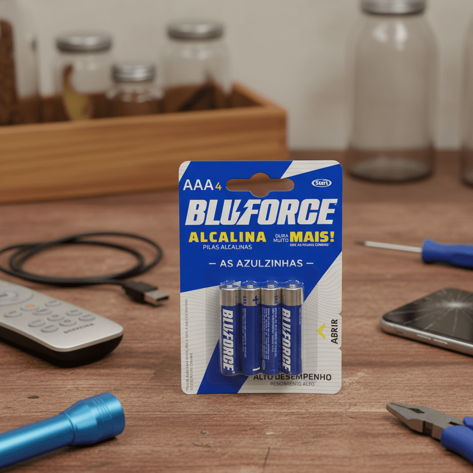 Pilha Alcalina Blueforce AAA com 4 Unidades - e - dona