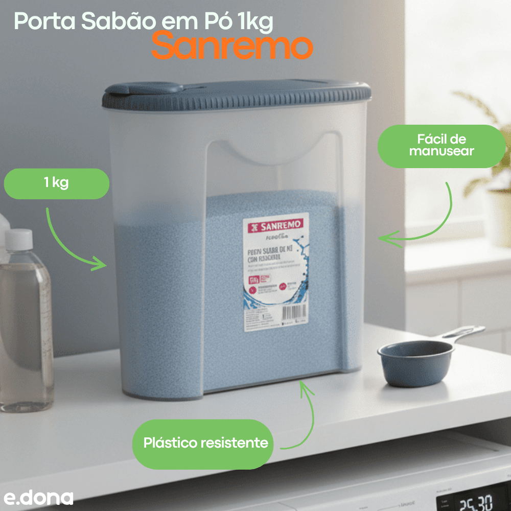 Porta Sabão em Pó 1kg Sanremo - e - dona