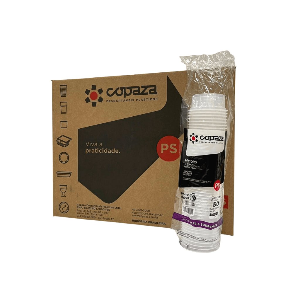 Pote 75ml P - 03 Translúcido Liso sem tampa Copaza PS com 1.500 unidades - e - dona