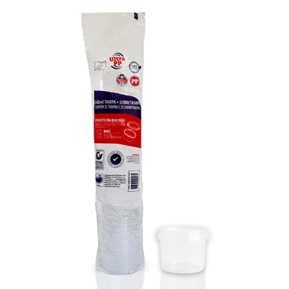 Pote de 140ml c/ tampa PP transparente Ultratherm Replast 25 un - e - dona