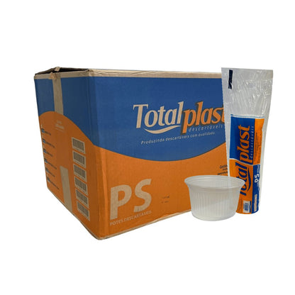 Pote de 200ml redondo Transparente PS Totalplast com 1.000 unidades - e - dona