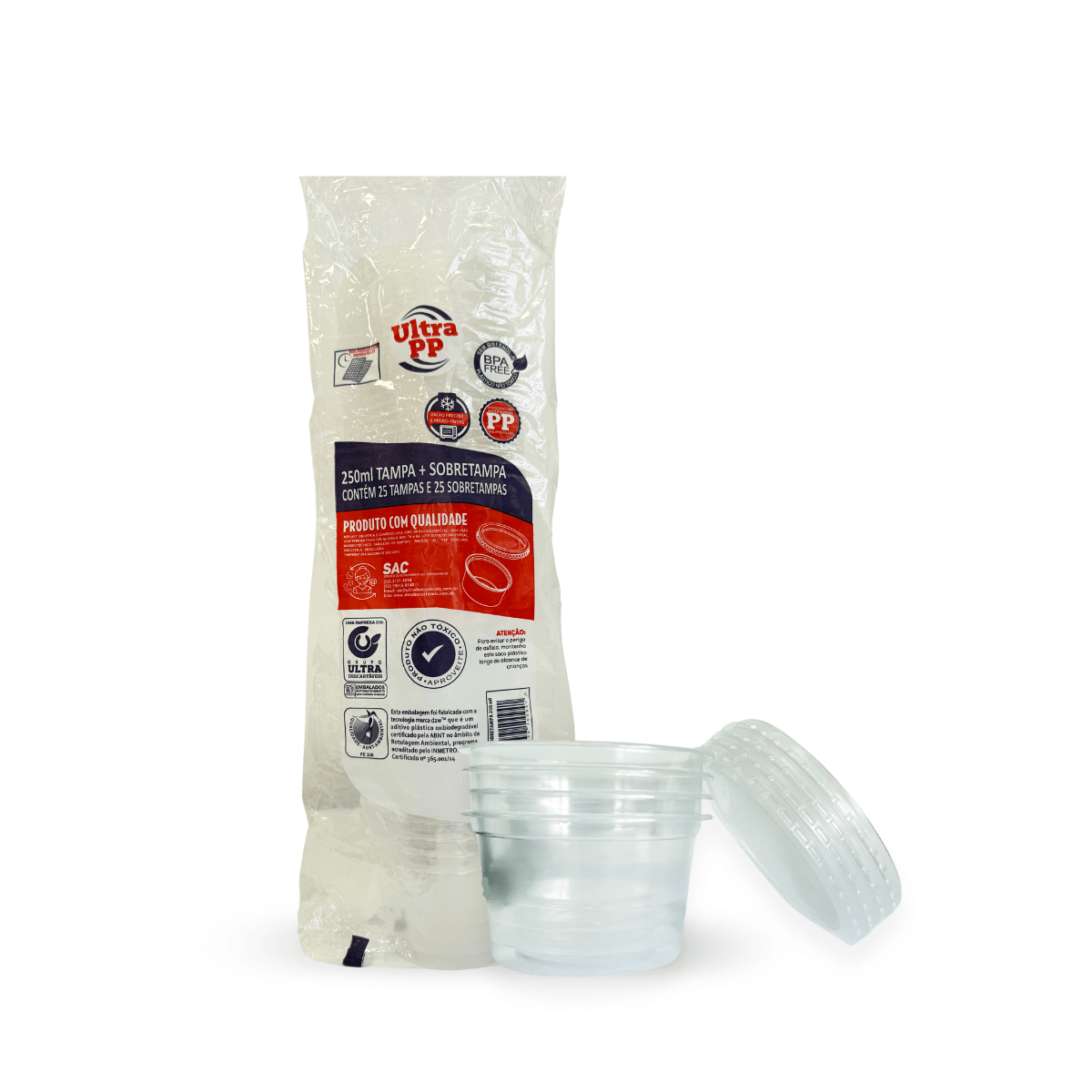 Pote de 250ml com Tampa Transparente PP Ultratherm com 25 Unidades - e - dona
