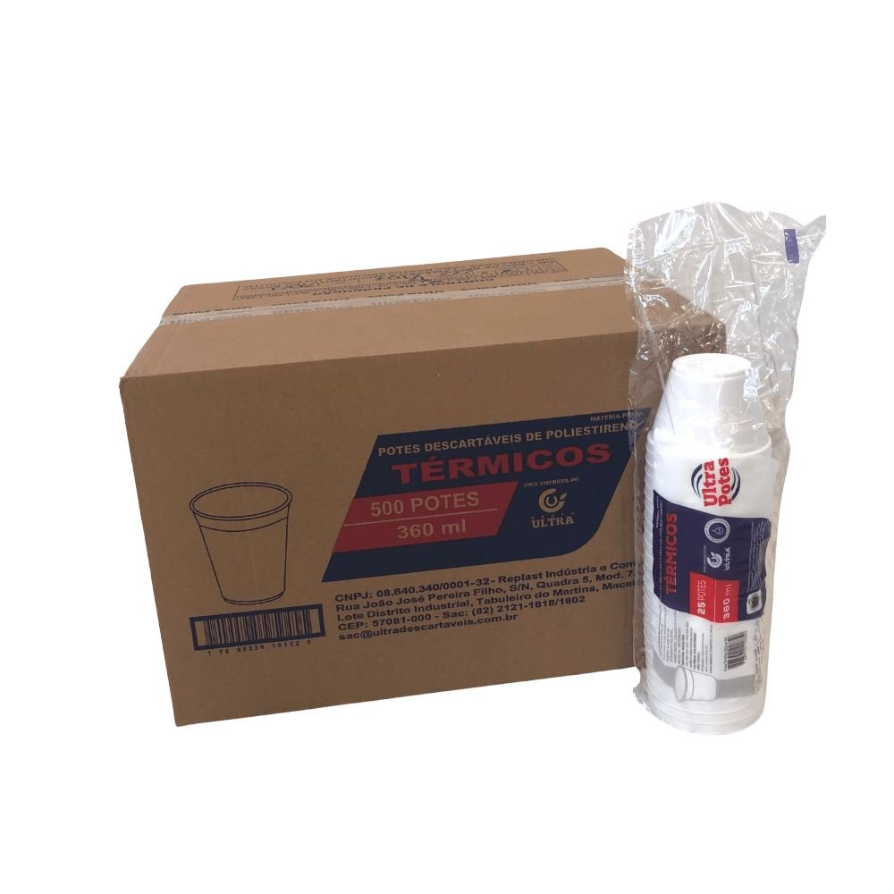 Pote de isopor 360ml Ultratherm com 500 unidades - e - dona