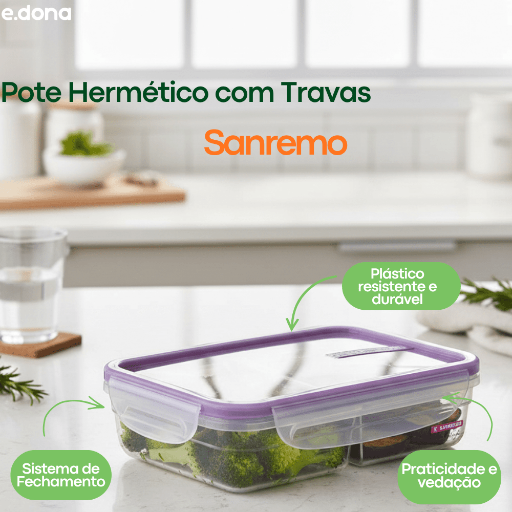 Pote Hermético com Travas Sanremo 820ml - e - dona