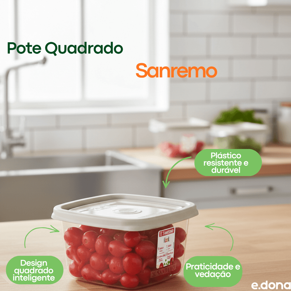 Pote Quadrado Sanremo 360ml - e - dona