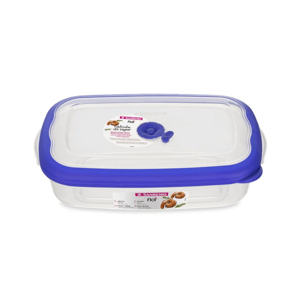 Pote retangular de plástico Azul Sanremo 2,4L - e - dona