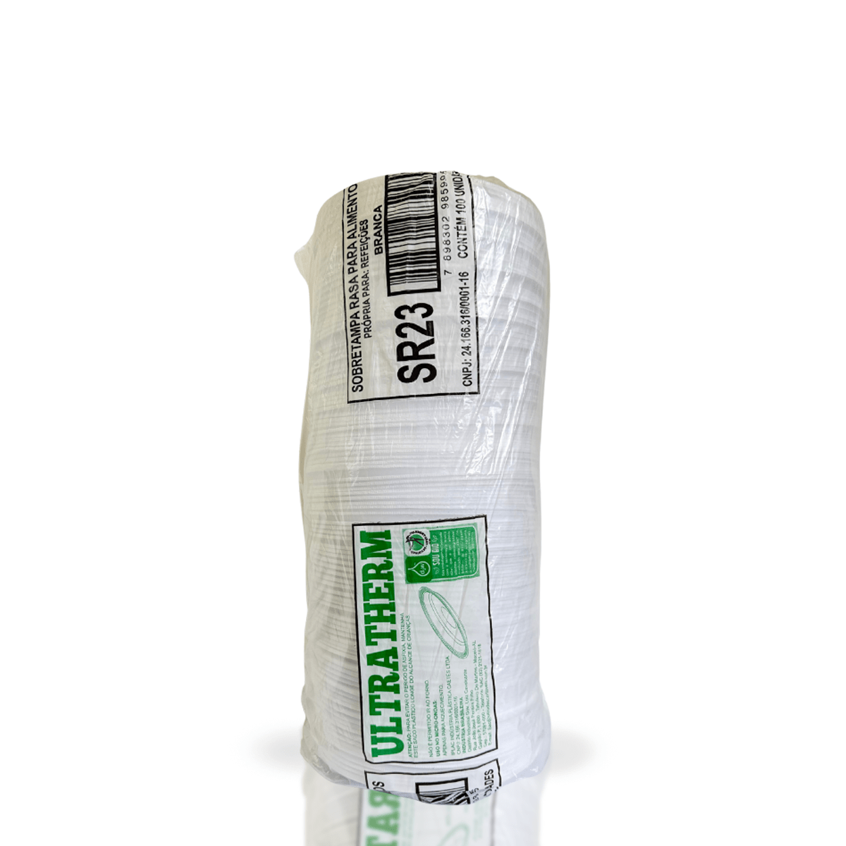 Prato de Isopor Raso 23cm para Refeição Ultratherm com 400 unidades - e - dona