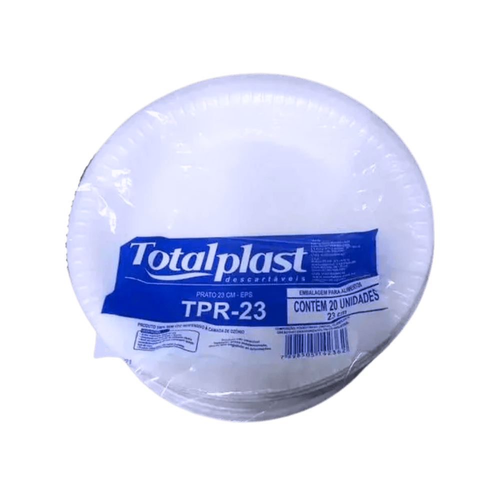 Prato de Isopor Raso 23cm Totalplast 20 Unidades - e - dona