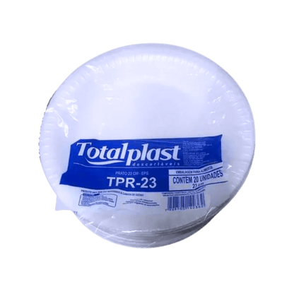 Prato de Isopor Raso 23cm Totalplast 20 Unidades - e - dona