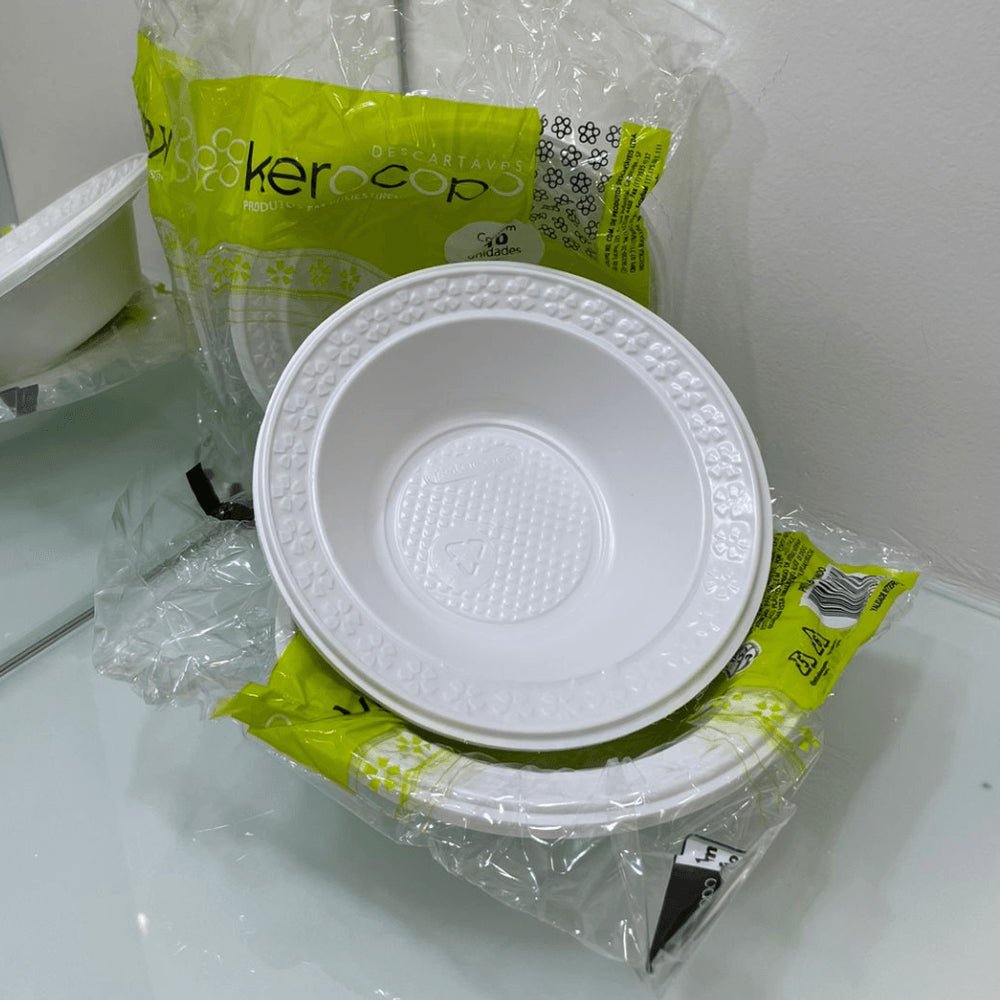Prato Fundo 15cm Branco Kerocopo com 10 unidades - Estilo Cumbuca - e - dona