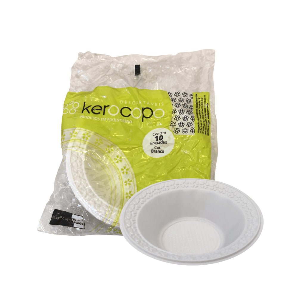 Prato Fundo 15cm Branco Kerocopo com 10 unidades - Estilo Cumbuca - e - dona