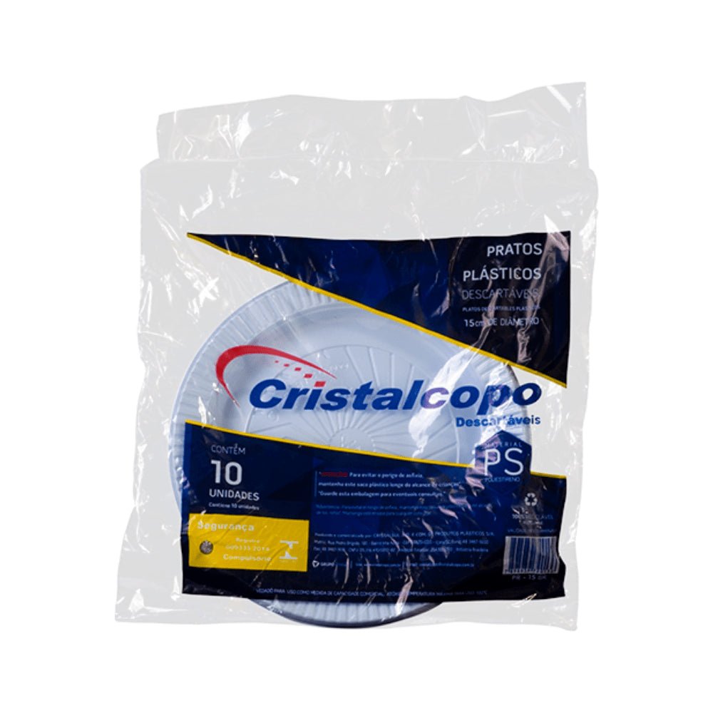 Prato Raso 15cm Branco para Sobremesas Cristalcopo com 1.000 unidades - e - dona