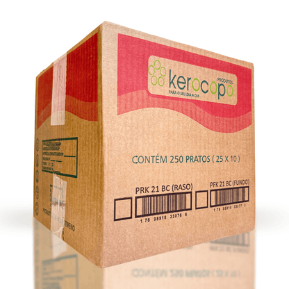 Prato Raso 21cm Branco para Refeição Kerocopo com 250 unidades - e - dona