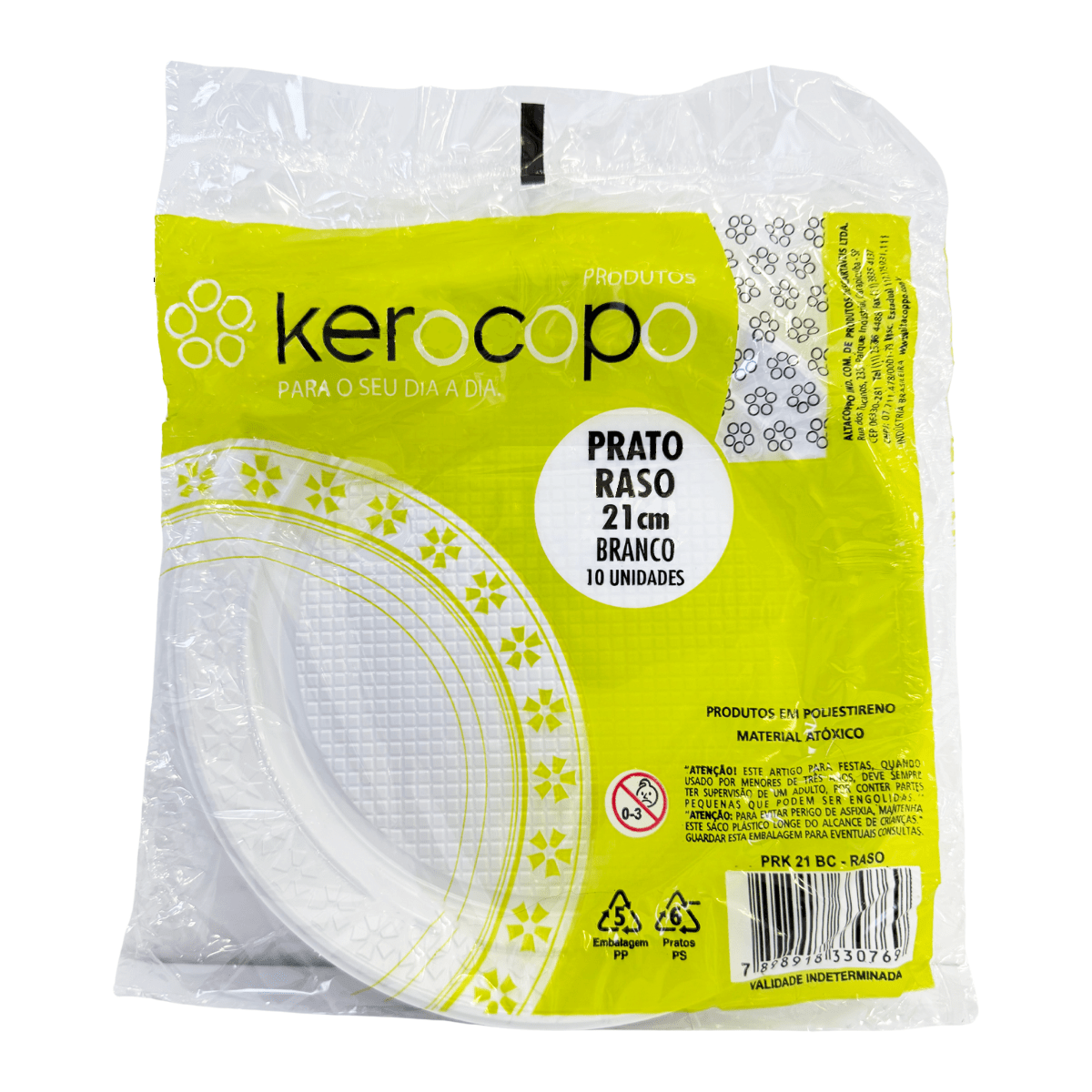 Prato Raso 21cm Branco para Refeição Kerocopo com 250 unidades - e - dona