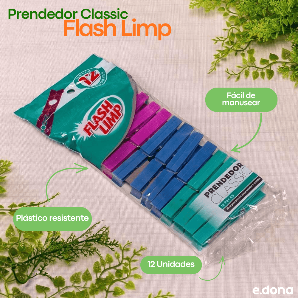 Prendedor Classic Plástico Flash Limp - e - dona