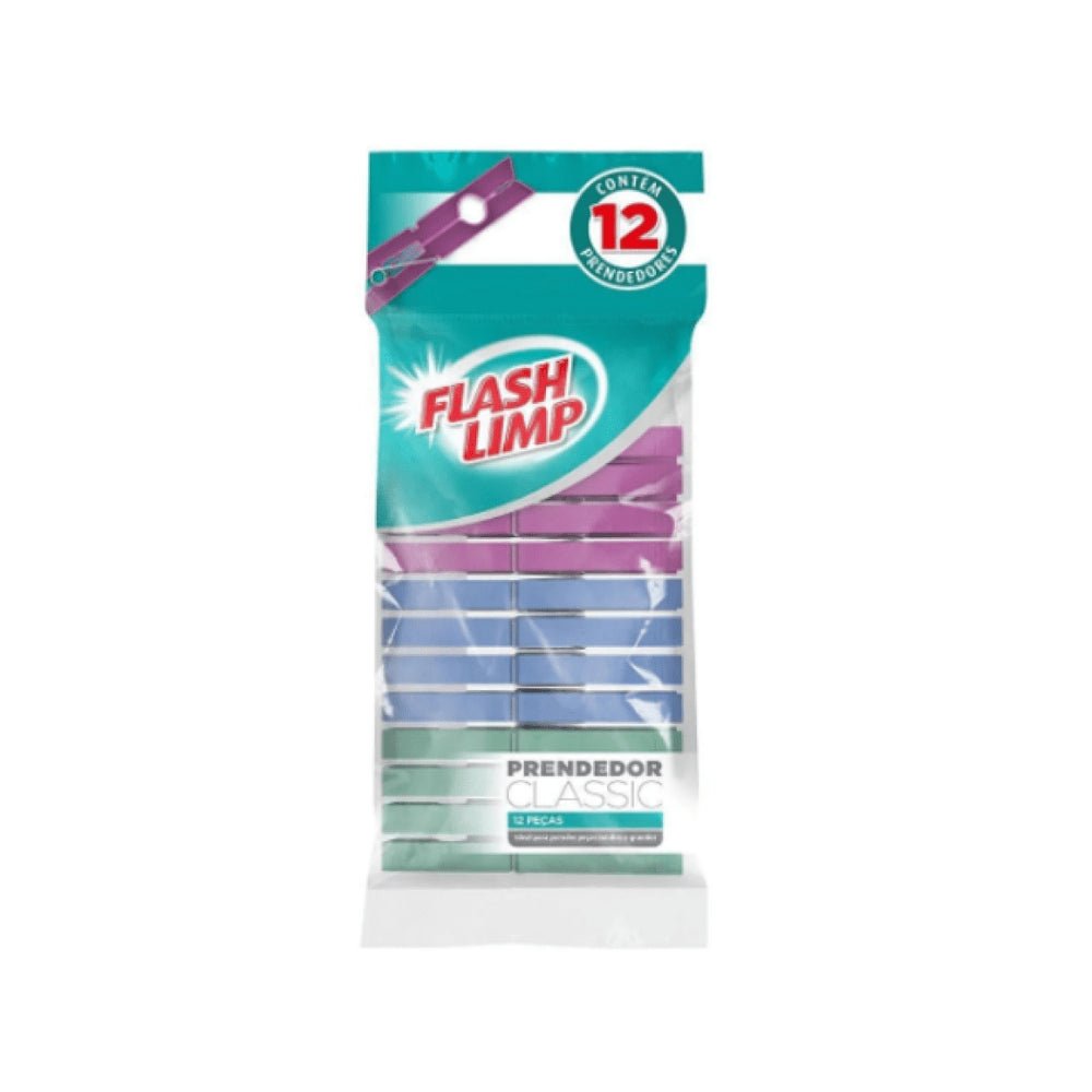 Prendedor Classic Plástico Flash Limp com 12 unidades - e - dona