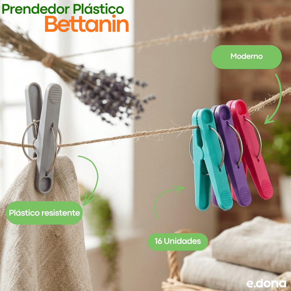 Prendedor Plástico para Roupa Esfrebom com 16 Unidades - e - dona