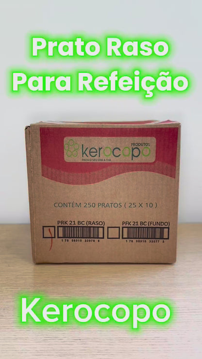Prato Raso 21cm Branco para Refeição Kerocopo com 250 unidades