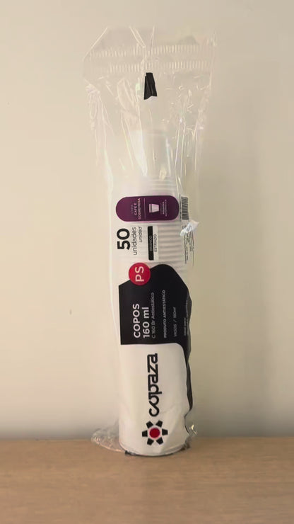 Copo de 160ml branco Antiestático PS Copaza com 1.500 unidades para máquinas de café