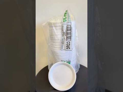 Prato Descartável Raso de Isopor 23cm para Refeições com 100 unidades Ultratherm