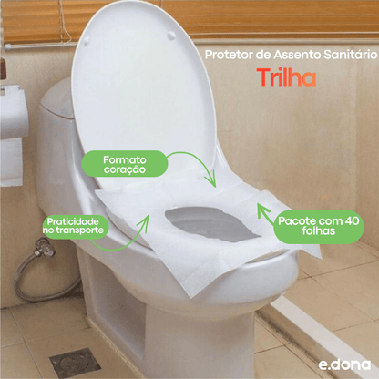 Protetor de Assento Sanitário Trilha - 40 Folhas em Formato Coração - e - dona