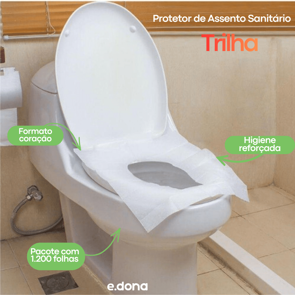 Protetor de Assento Sanitário Trilha com 1.200 Folhas em Formato Coração - e - dona