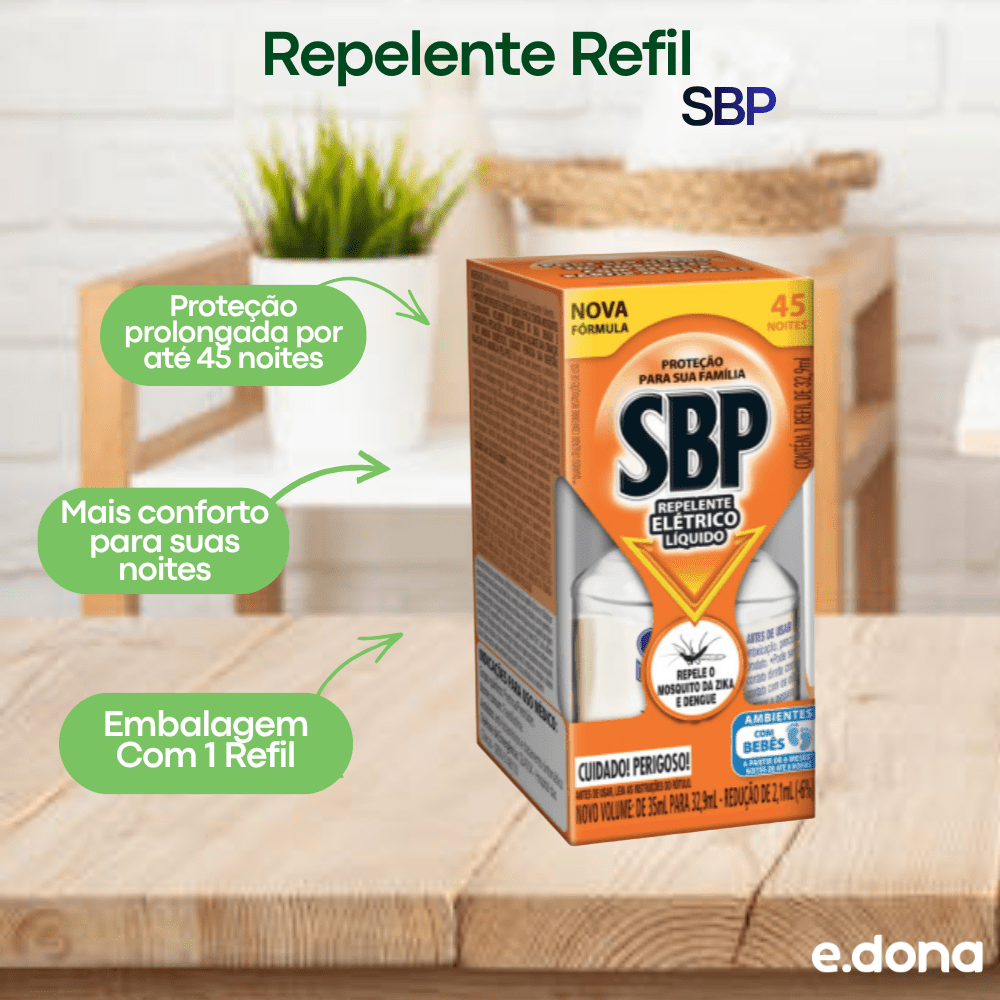 Repelente SBP 45 Noites Refil Elétrico - e - dona