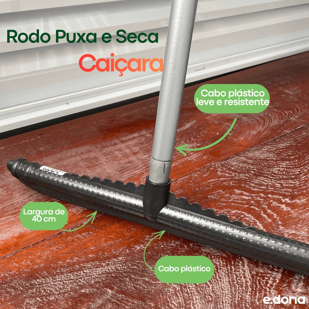 Rodo Puxa e Seca 40cm com cabo plástico Caiçara - Cores Diversas - e - dona