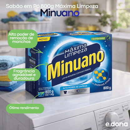 Sabão em Pó 800g Máxima Limpeza Minuano | e.dona