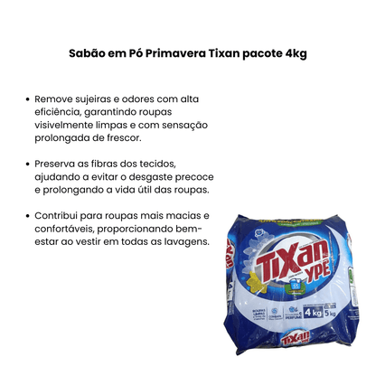 Sabão em Pó Primavera Tixan pacote 4kg - e - dona