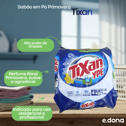 Sabão em Pó Primavera Tixan pacote 4kg - e - dona