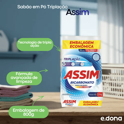 Sabão em Pó Triplação Assim 800g Pacote Econômico - e - dona
