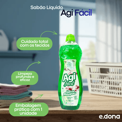 Sabão Líquido 1L Agi Fácil Limpeza Total - e - dona